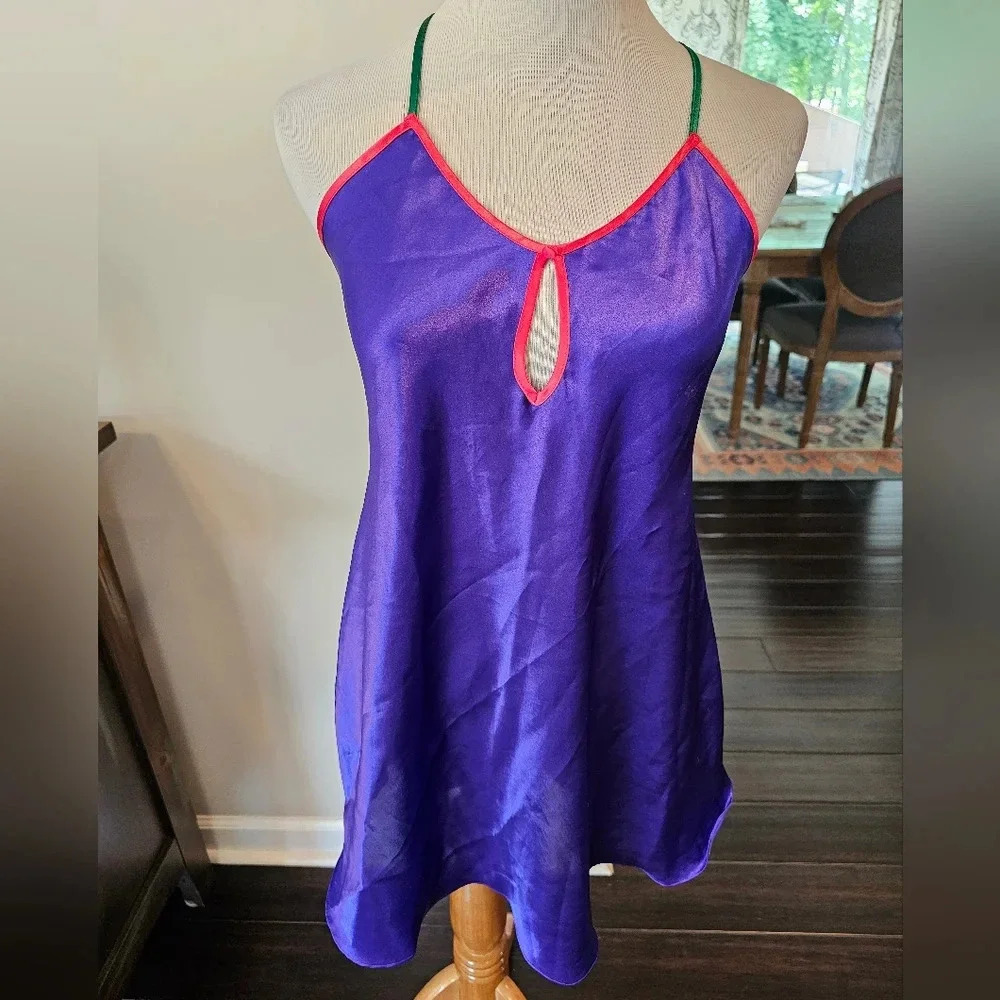 Victoria's Secret Vintage Gold Label •Size P (Sm) Purple Silky Chemise Nightie
